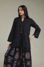 Solid Black Kurta - View 4