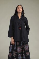 Solid Black Kurta - View 3