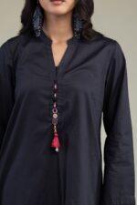 Solid Black Kurta - View 1