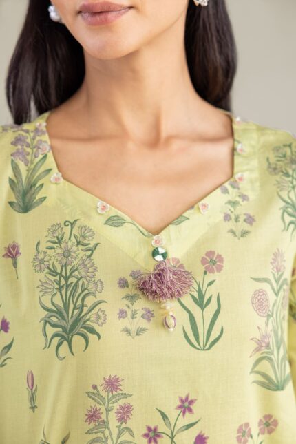 Yellow Cambric Kurta - View 1