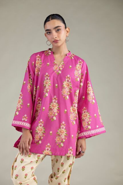 Floral Cambric Kurta - View 1