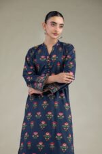 Cambric Navy Kurta - View 2