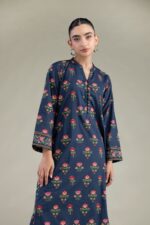 Cambric Navy Kurta - View 3