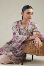 Floral V-Neck Kurta - View 3