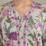 Floral V-Neck Kurta - View 1