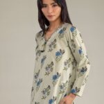 Floral V-Neck Kurta - View 1
