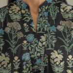 Black Floral Kurta - View 1