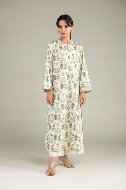 Floral Cambric Kurta - View 2