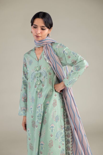 Mint V-Neck Kurta - View 2
