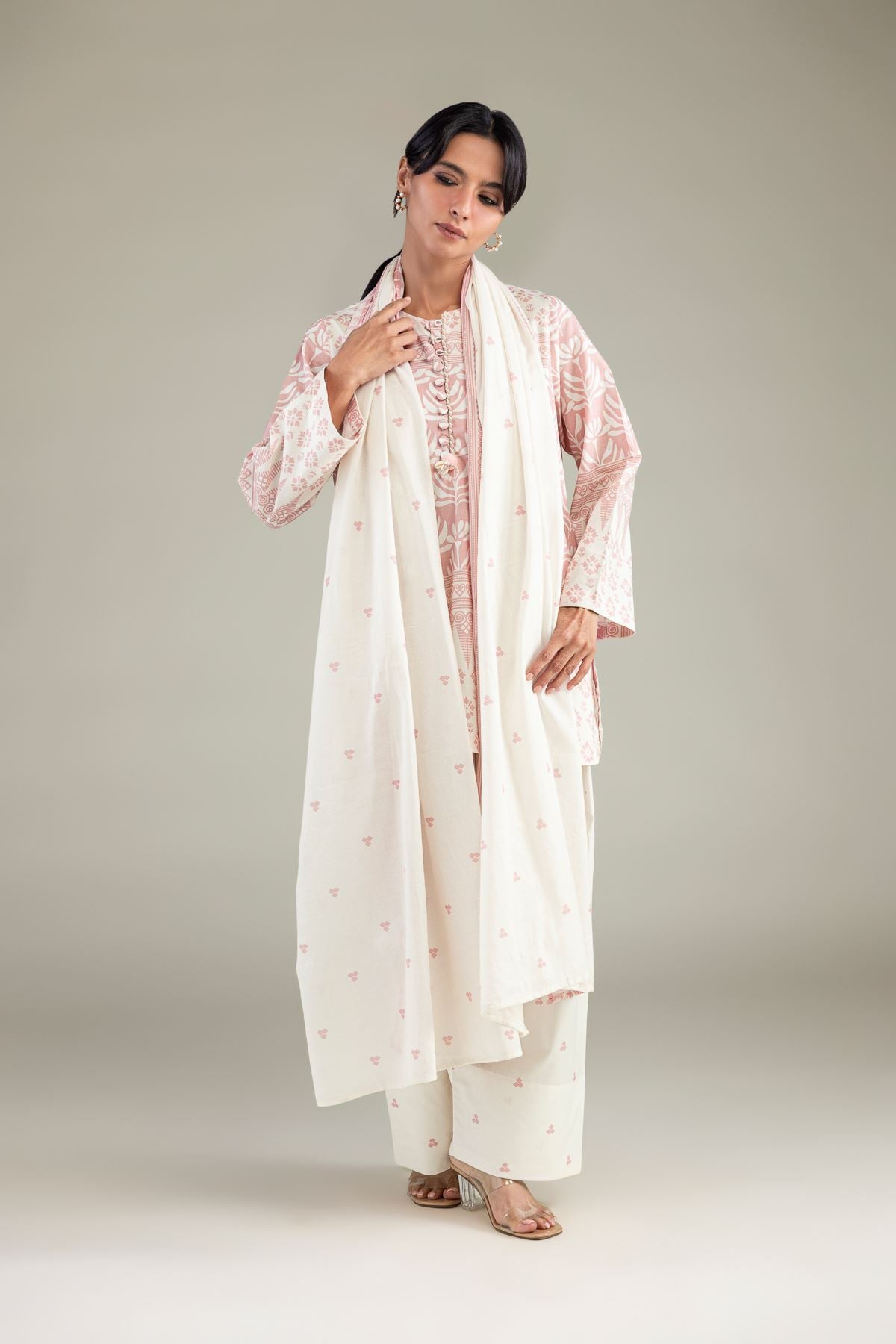 1-26-311-C-A1-VG_MULTI-1 Floral Lawn Dupatta - View 1