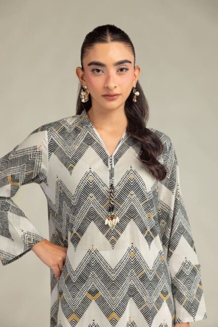 Geometric Longline Kurta - View 1
