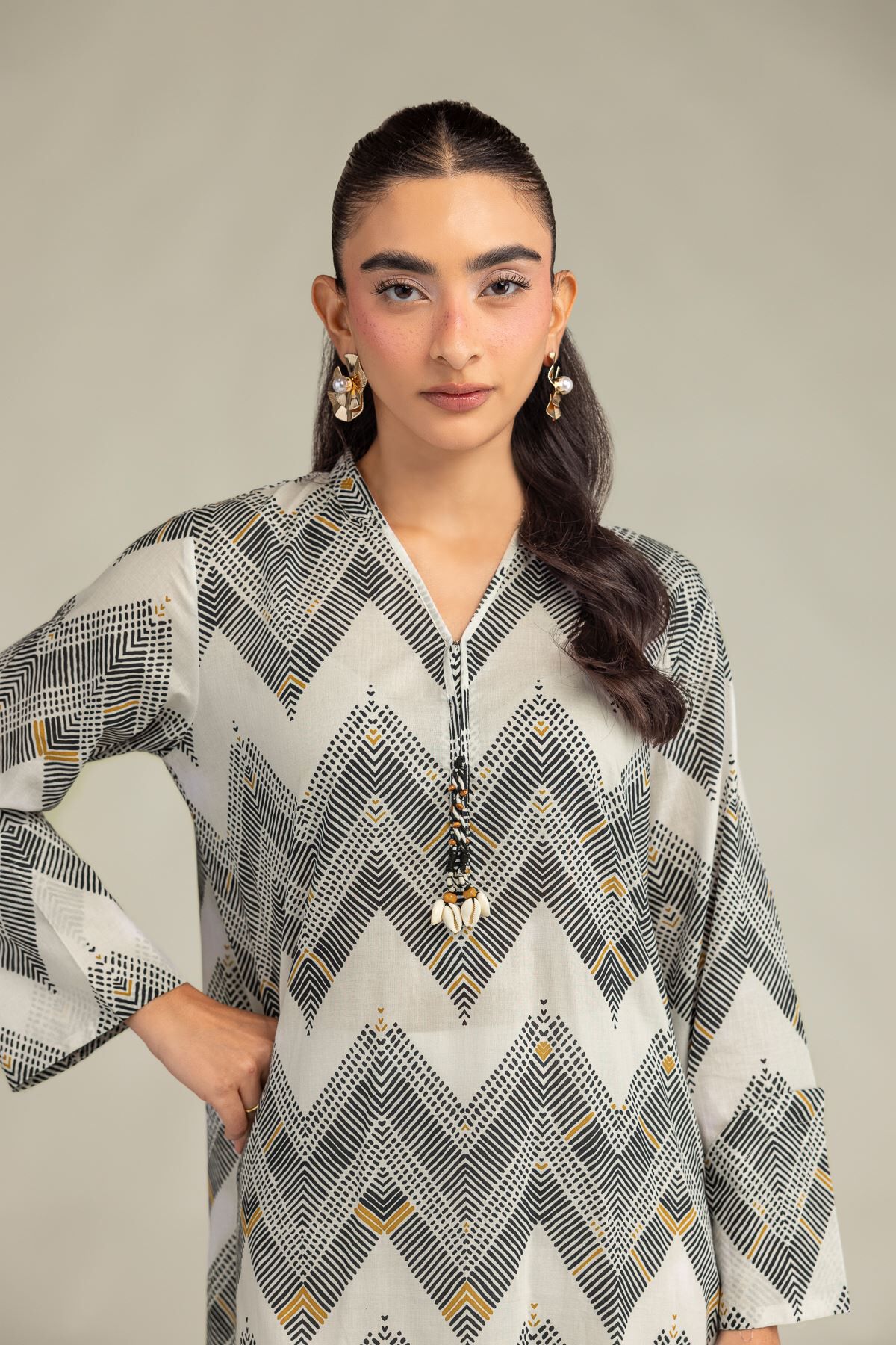 Geometric Longline Kurta-1 Geometric Longline Kurta - View 1