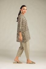 Beige Printed Pants - View 1