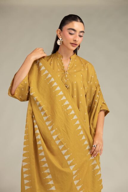 Long Mustard Kurta - View 2