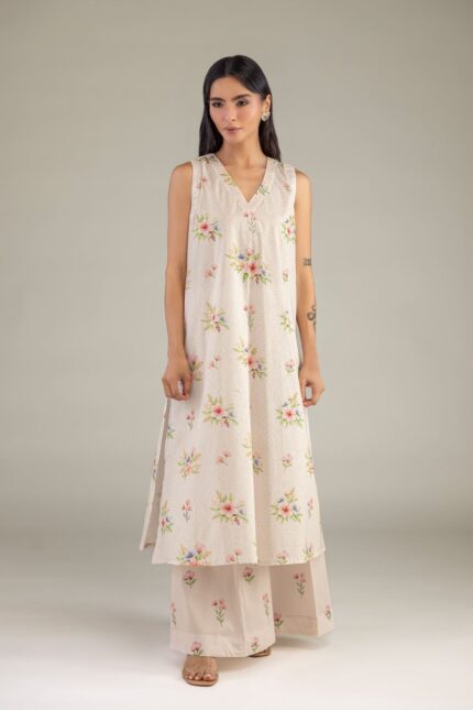 Sleeveless Cambric Kurta - View 1