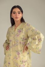 Yellow V-Neck Kurta - View 3
