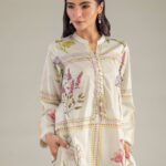 Floral Band-Collar Kurta - View 1