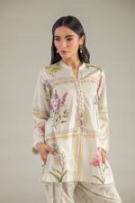Floral Band-Collar Kurta - View 1