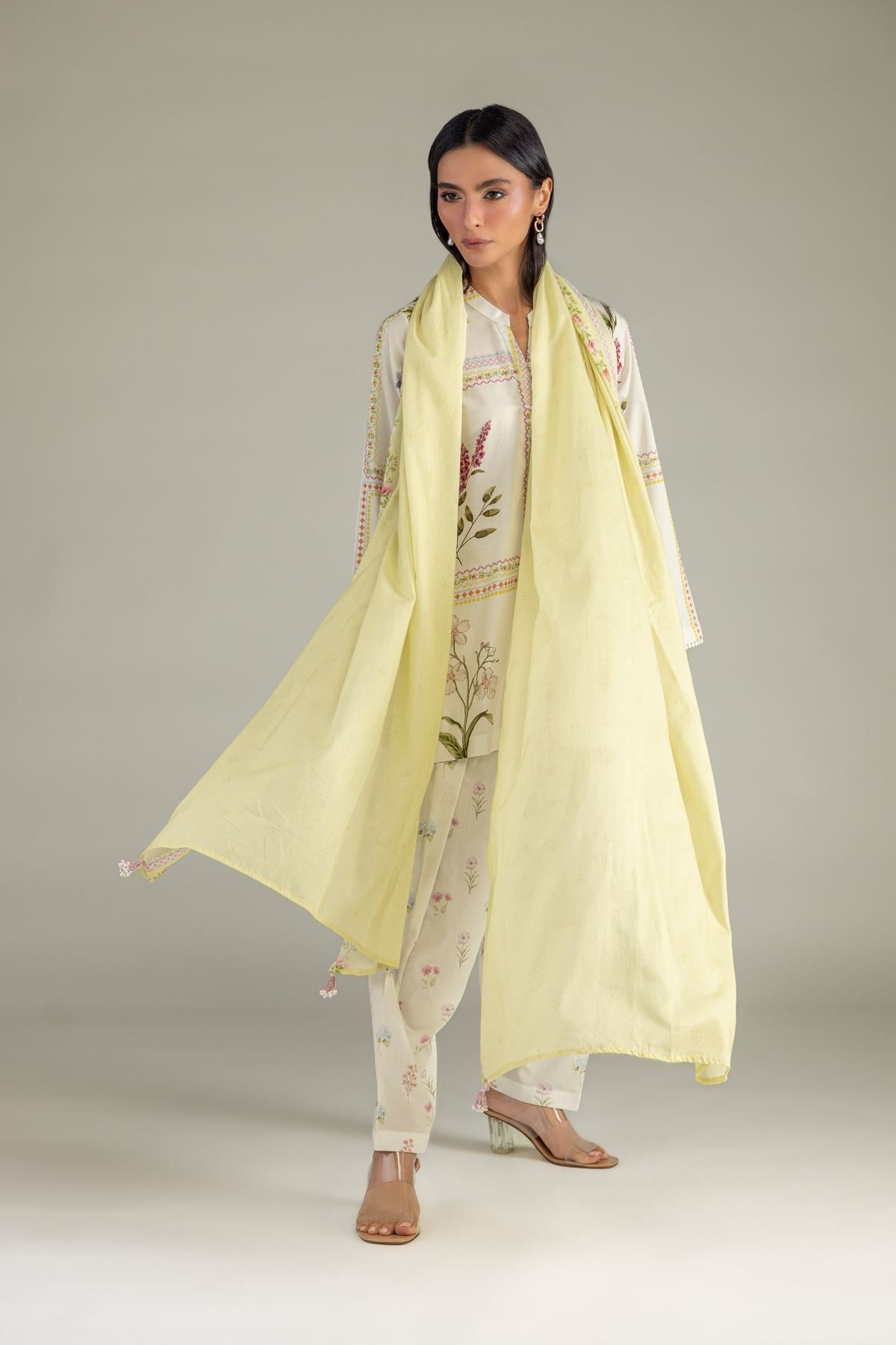 1-26-313-C-G1-VG_MULTI-1 Solid Lawn Dupatta - View 1