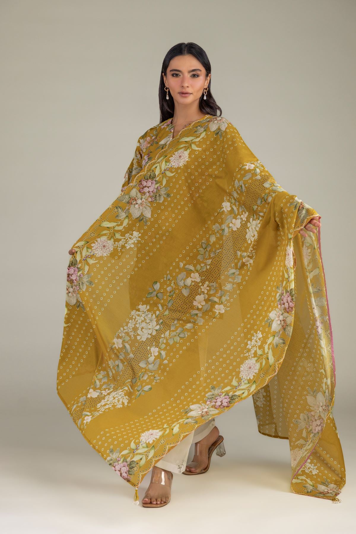 1-26-313-C-I2-VG_MULTI-1 Lawn Floral Dupatta - View 1