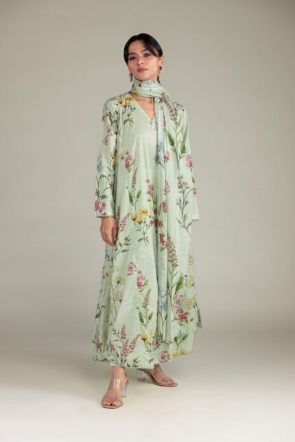 Floral Longline Kurta - View 2