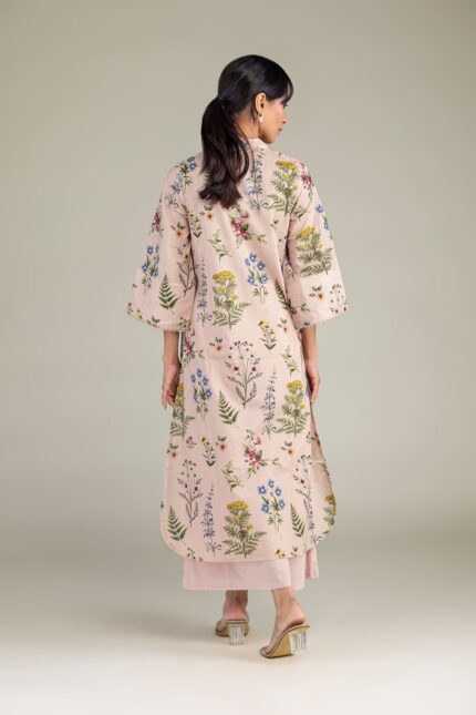 Pink Longline Kurta - View 1