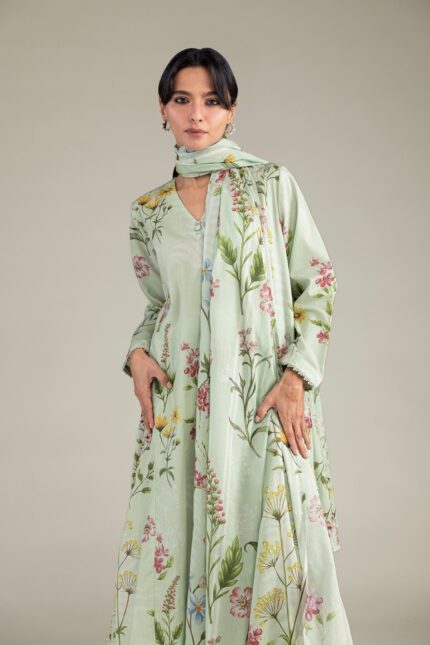 Floral Mint Dupatta - View 1