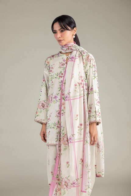 Floral Lawn Dupatta - View 1