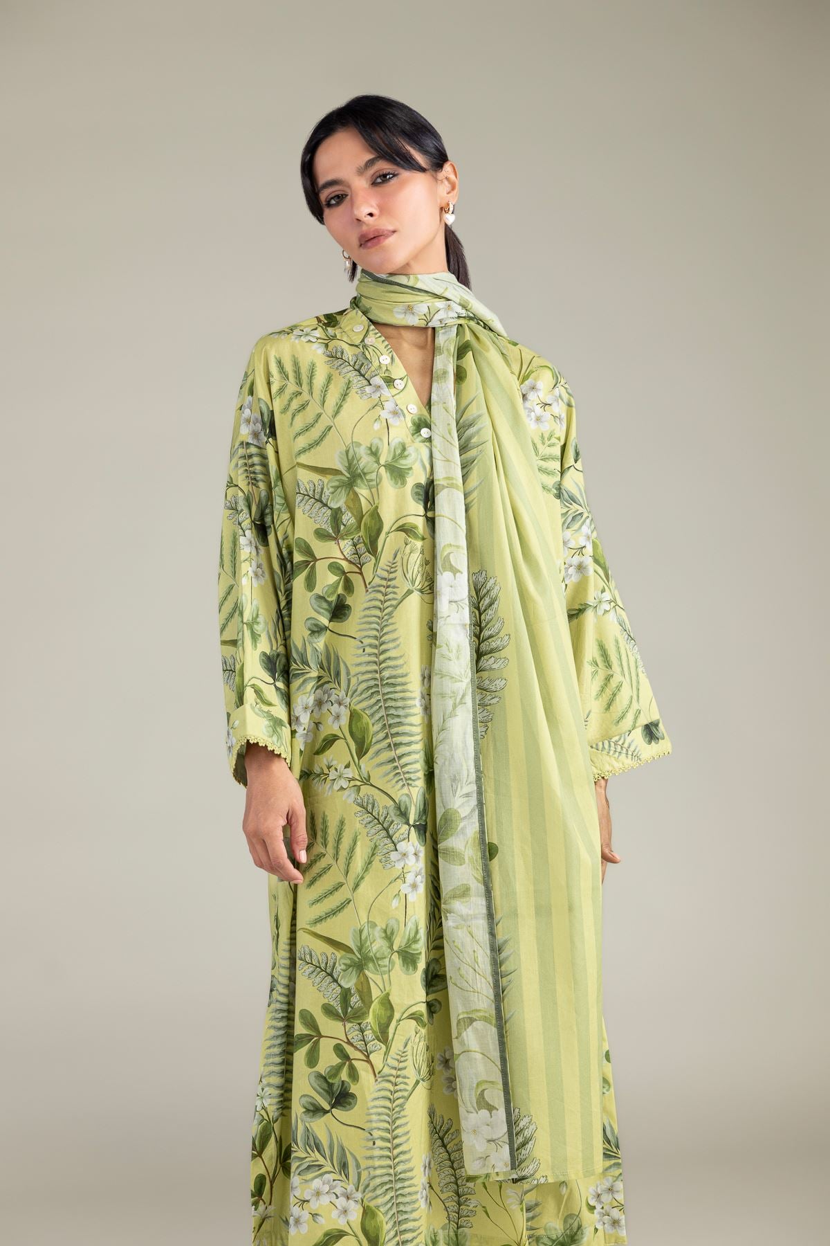 1-26-315-C-J2-VG_MULTI-1 Floral Lawn Dupatta - View 1
