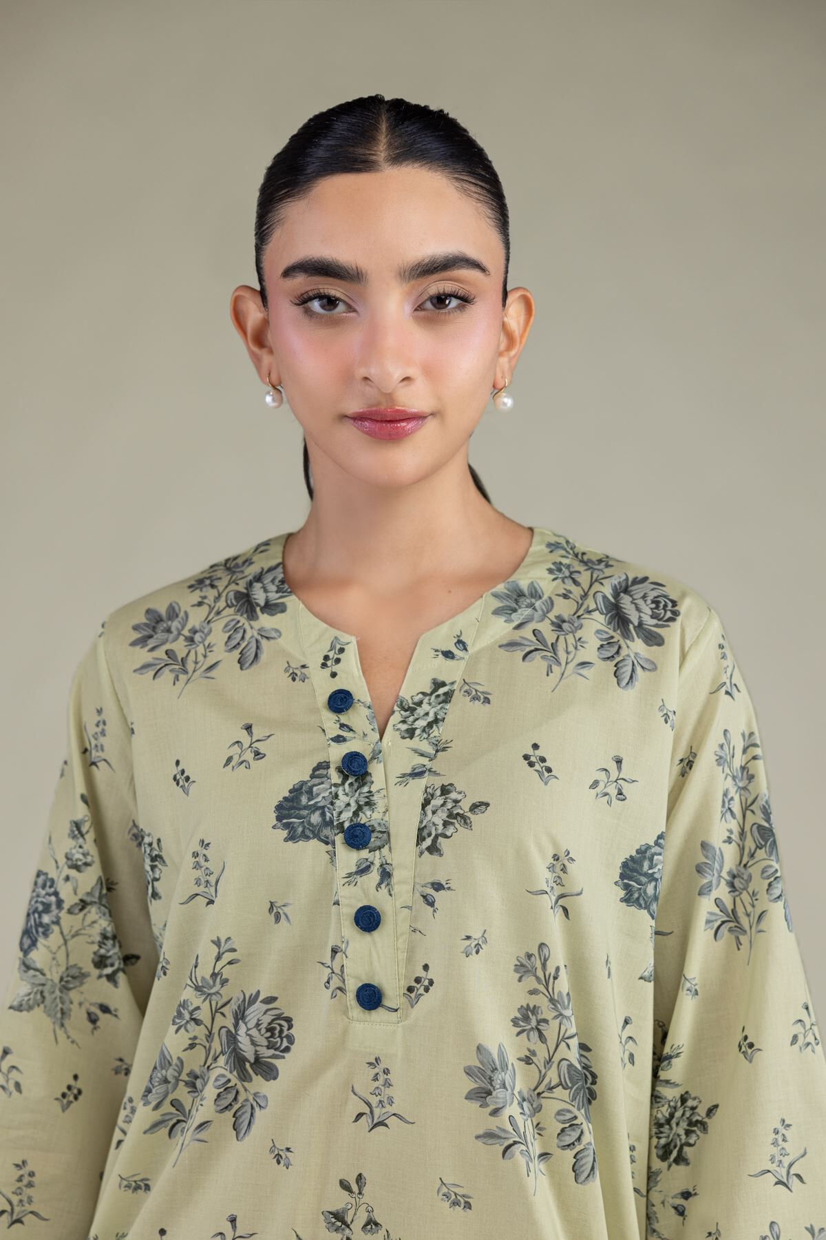 Floral Cambric Kurta-1 Floral Cambric Kurta - View 1