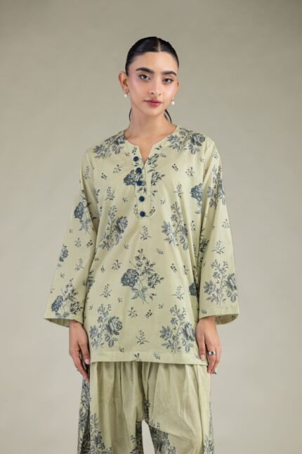 Floral Cambric Kurta - View 2