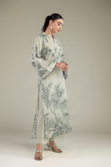 Floral Cambric Kurta - View 1