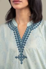 Blue V-Neck Kurta - View 4