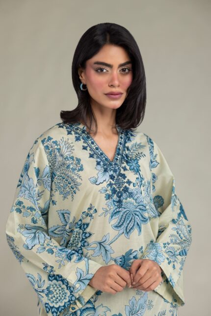 Floral Cambric Kurta - View 1