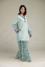 Blue V-Neck Kurta - View 3