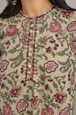 Floral Beige Kurta - View 3