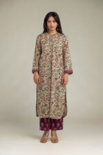 Floral Beige Kurta - View 4