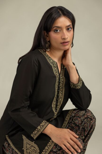 Short Black Kurta - View 1