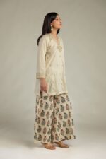 Beige V-Neck Kurta - View 1