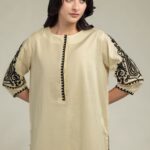 Beige Round-Neck Kurta - View 1