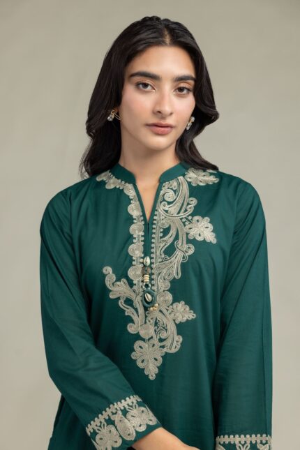 Green Cambric Kurta - View 2
