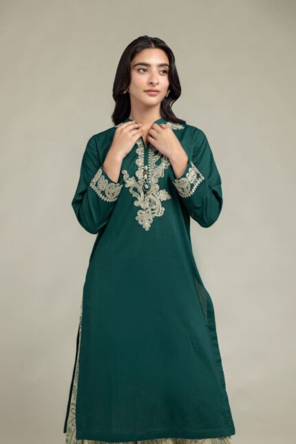 Green Cambric Kurta - View 1