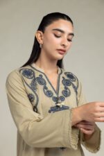 Cambric V-Neck Kurta - View 1