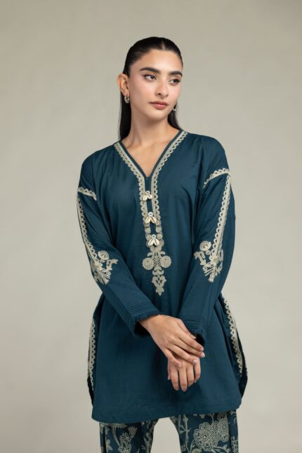 Floral V-Neck Kurta - View 1