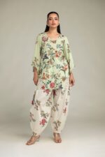 Floral V-Neck Kurta - View 2