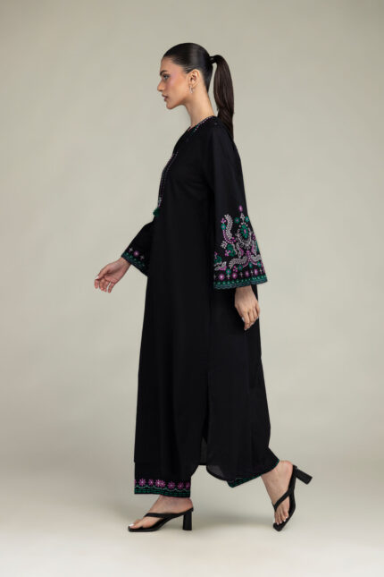 Black Cambric Kurta - View 2