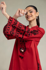 Red Cambric Kurta - View 3