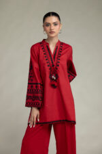 Red Cambric Kurta - View 4