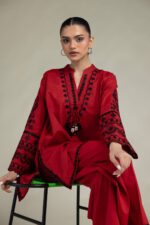 Red Cambric Kurta - View 1