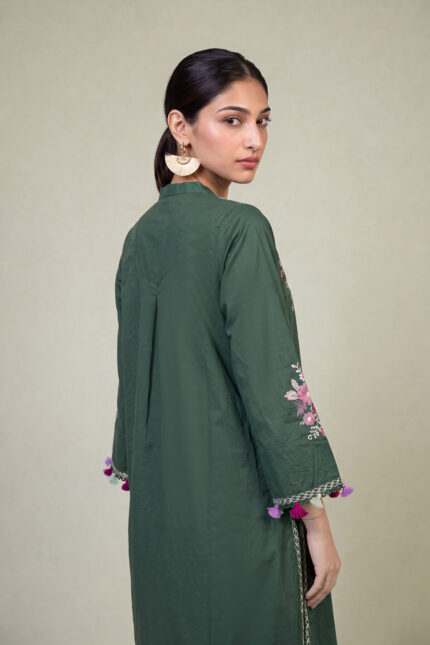 Long Green Kurta - View 1